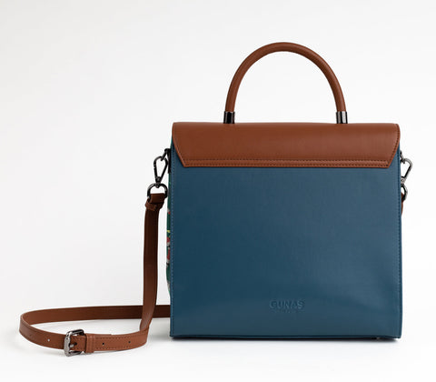 Simone Vegan Leather Handbag in Blue Print