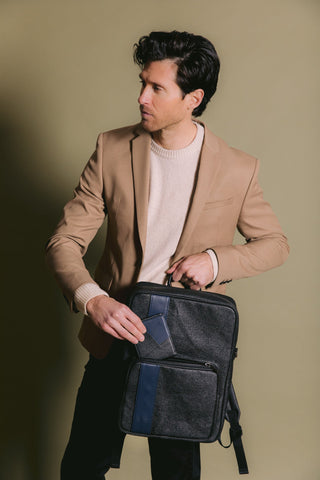 Jared Vegan Leather Men's Backpack in Gray