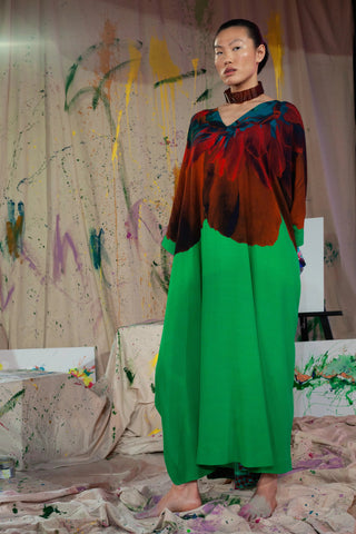 Kaftan with Maxi Floral in Green