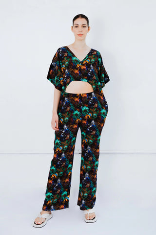 Upcycled - The Winnie - Relaxed Pants & Oversized Crop Top Set in Dark Nature