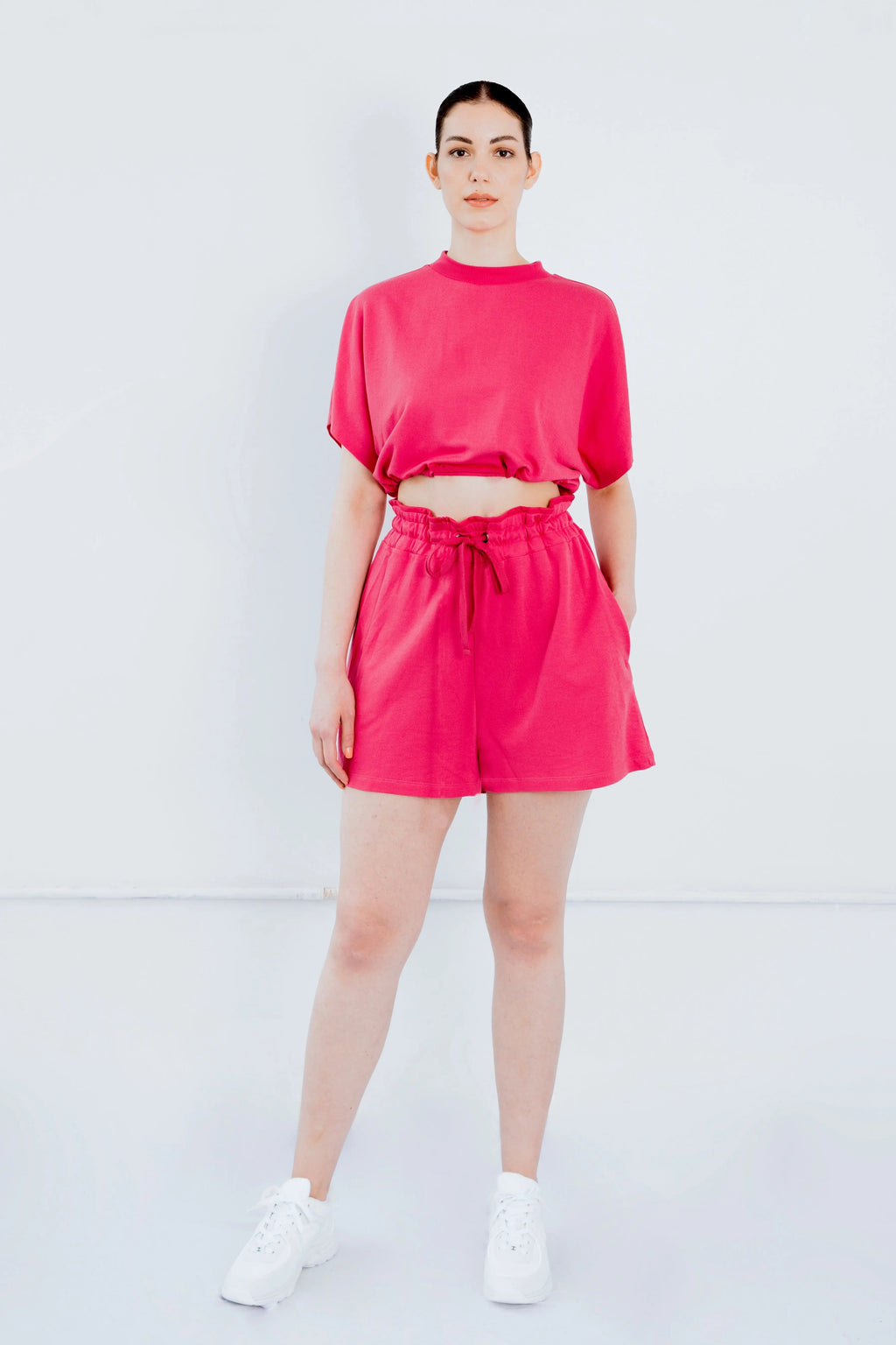 Upcycled - Playsuit - Shorts & Crop Top Set in Pink