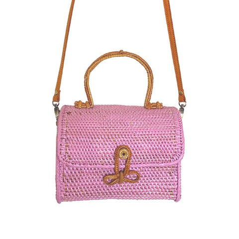 Alice Rattan Handbag in Pink