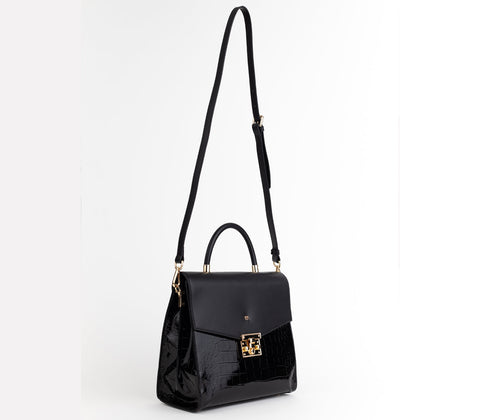 Simone Vegan Leather Handbag in Black