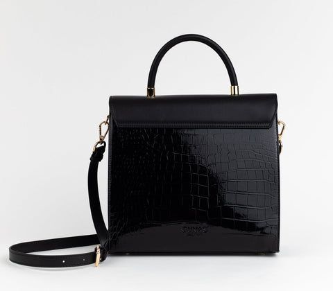Simone Vegan Leather Handbag in Black