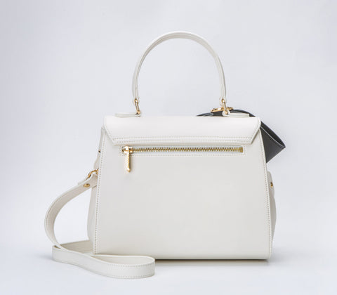 Cottontail Vegan Leather Bag in White and Black