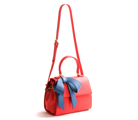 Cottontail Vegan Leather Bag in Coral and Blue