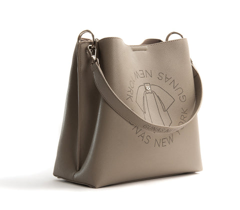 Tabitha Vegan Leather Bucket Bag in Gray