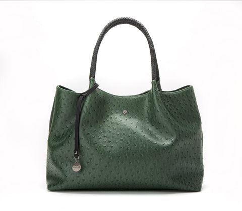 Naomi Vegan Leather Tote Bag in Dark Green