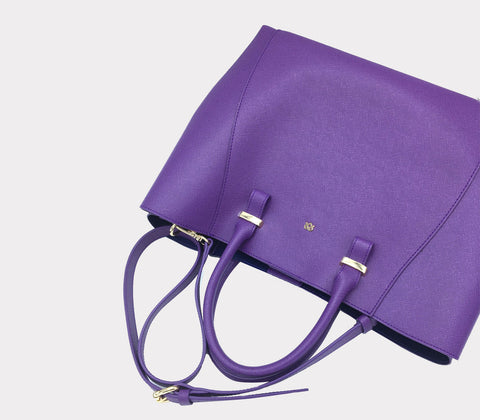 Jane Vegan Leather Satchel Bag in Purple