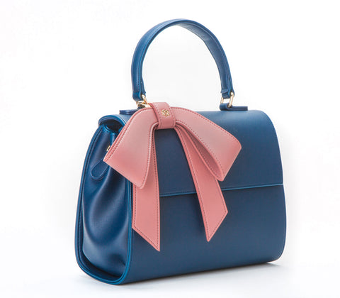 Cottontail Vegan Leather Bag in Navy and Mauve
