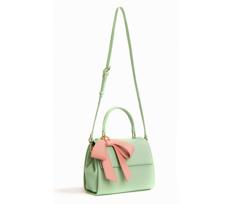 Cottontail Vegan Leather Bag in Mint and Light Pink