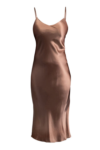 The Sunday Silk Slip Dress (Adjustable Straps and Built in Bra) in Sunset Rose