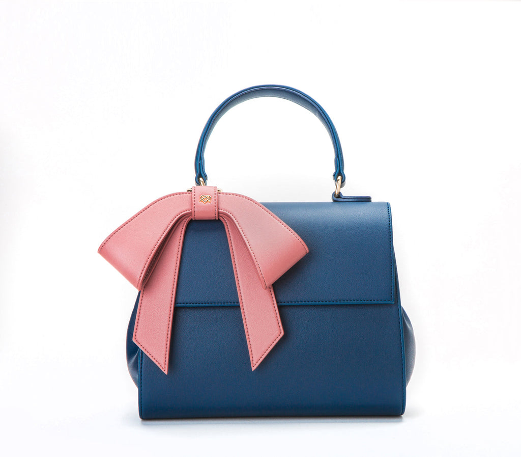 Cottontail Vegan Leather Bag in Navy and Mauve