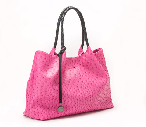Naomi Vegan Leather Tote Bag in Hot Pink