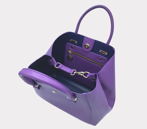 Jane Vegan Leather Satchel Bag in Purple