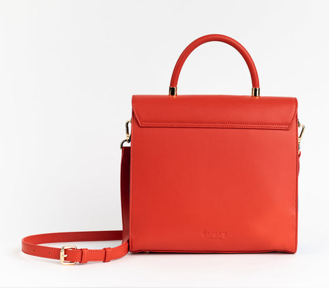 Simone Vegan Leather Handbag in Red Print