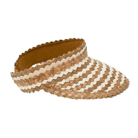 Straw Sun Visor in Two Tone Caramel and Natural