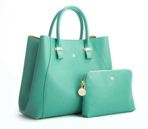 Jane Vegan Leather Satchel Bag in Tiffany Blue